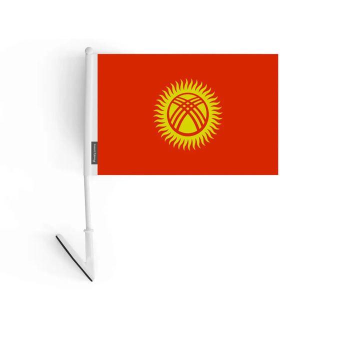 Drapeau Adhésif - Kirghizistan - 14 X 21 Cm - 10 Pièces - Polyester - Léger Et Robuste