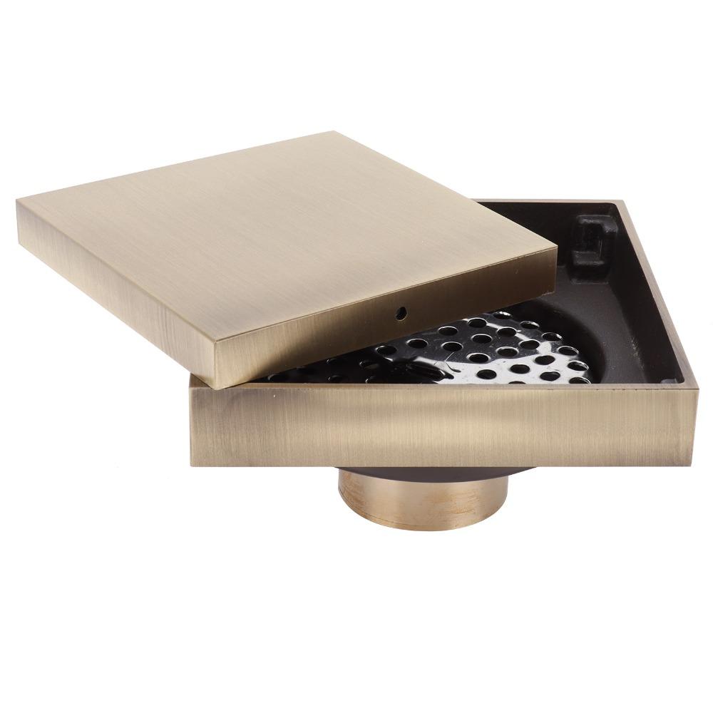 Square Floor Drain Brass Material Hair Catcher Drain Durable Shower Floor Drain  Garage Drain