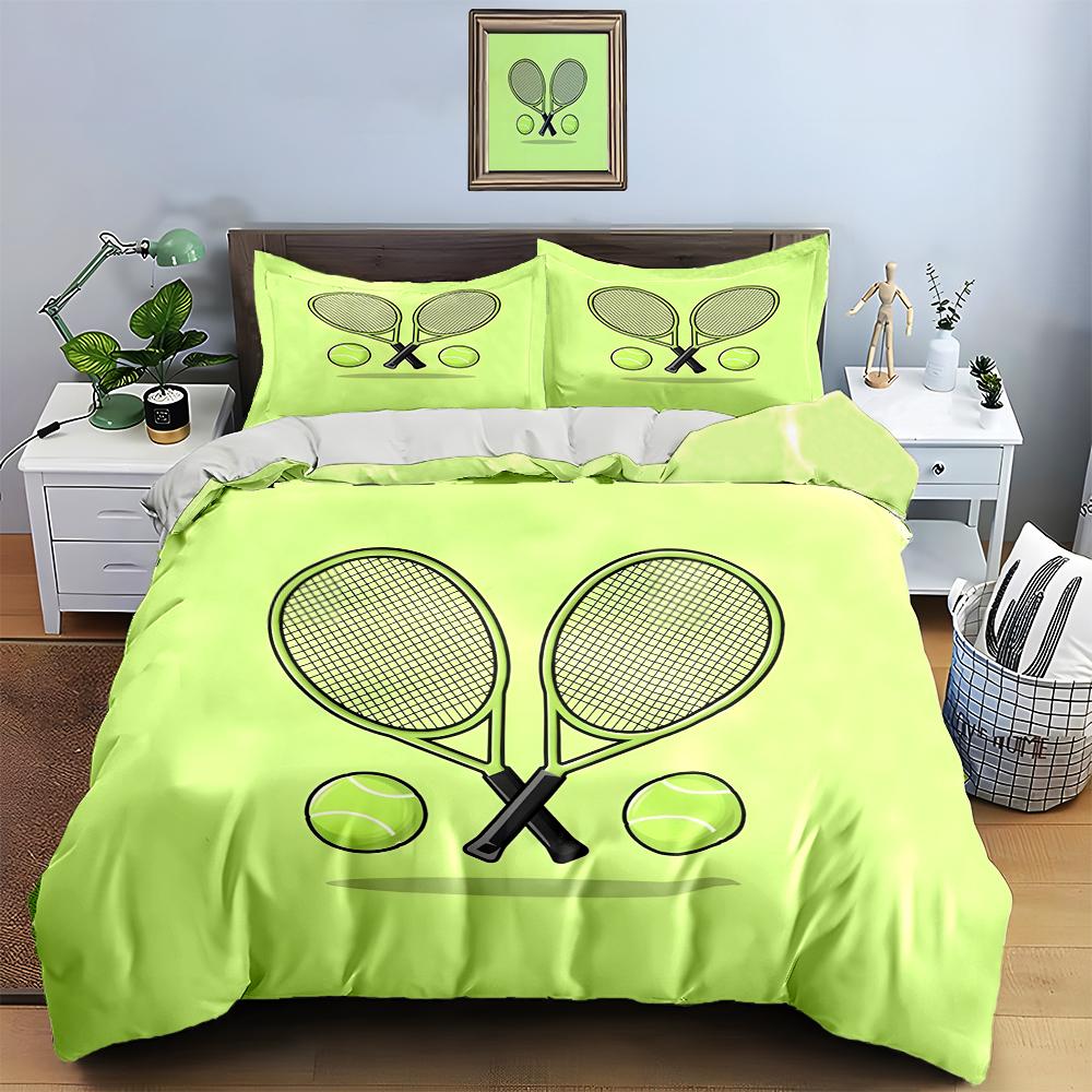 Tennis Racket Design Bedding Duvet Cover Sets Duvet Covers Pillowcases Gifts (1 * Duvet Cover 2 * Pillowcases, Without Duvet Insert)