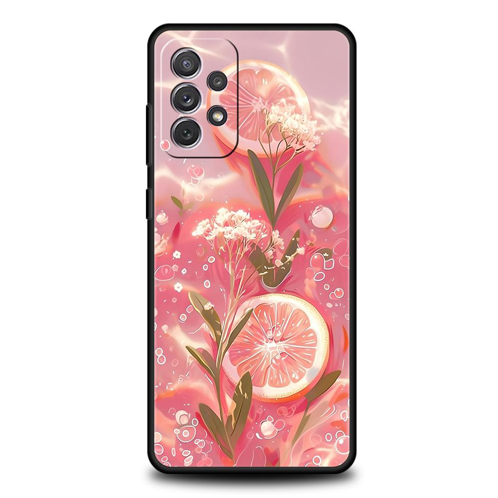 Phone Case for Samsung Galaxy A55 A53 A52 A52S A51 A41 A35 A32 A25 A23 A15 A13 A71 A72 Soft TPU Fresh Summer Fruit Lemon Cherry