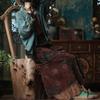 Fallen Ancient Mud Retro Lace-up Patchwork Corduroy Wrap Skirt