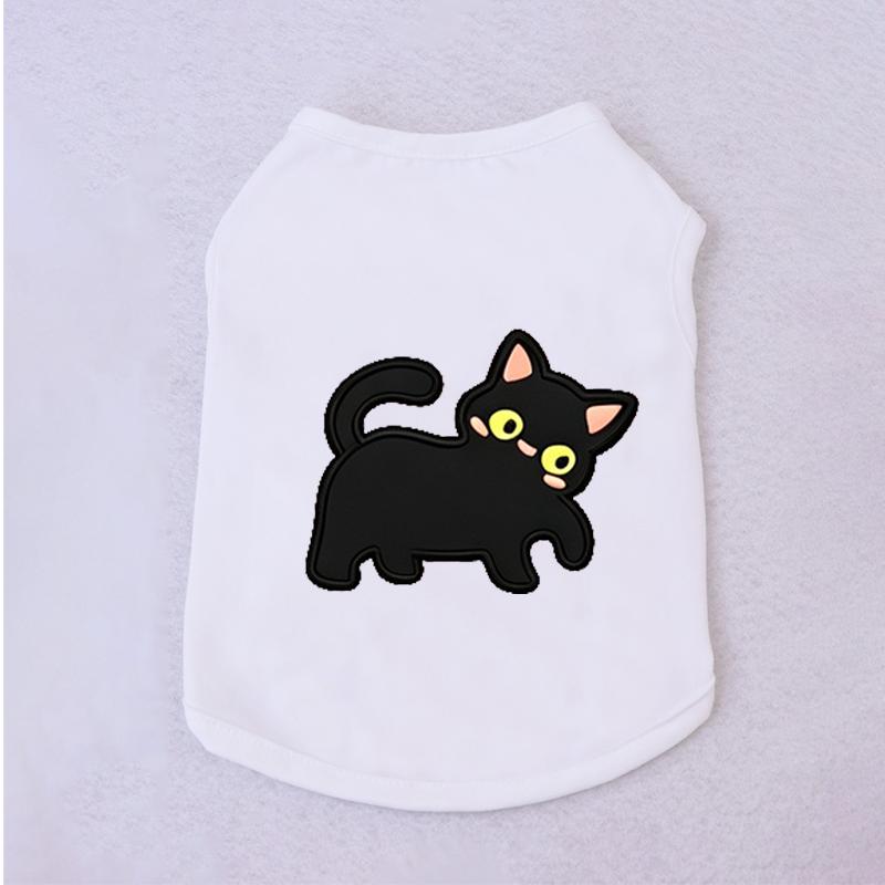 Halloween Pet Vest Cute Black Cat Cartoon Print Sleeveless Shirt Soft Breathable Costume For Kitten Puppy Party Daily Outfit