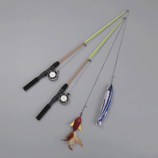 Haustier Katzen Kätzchen Lustiger Teaser Angelrute Einziehbare Rute Katzenminze Fischform Spielzeug