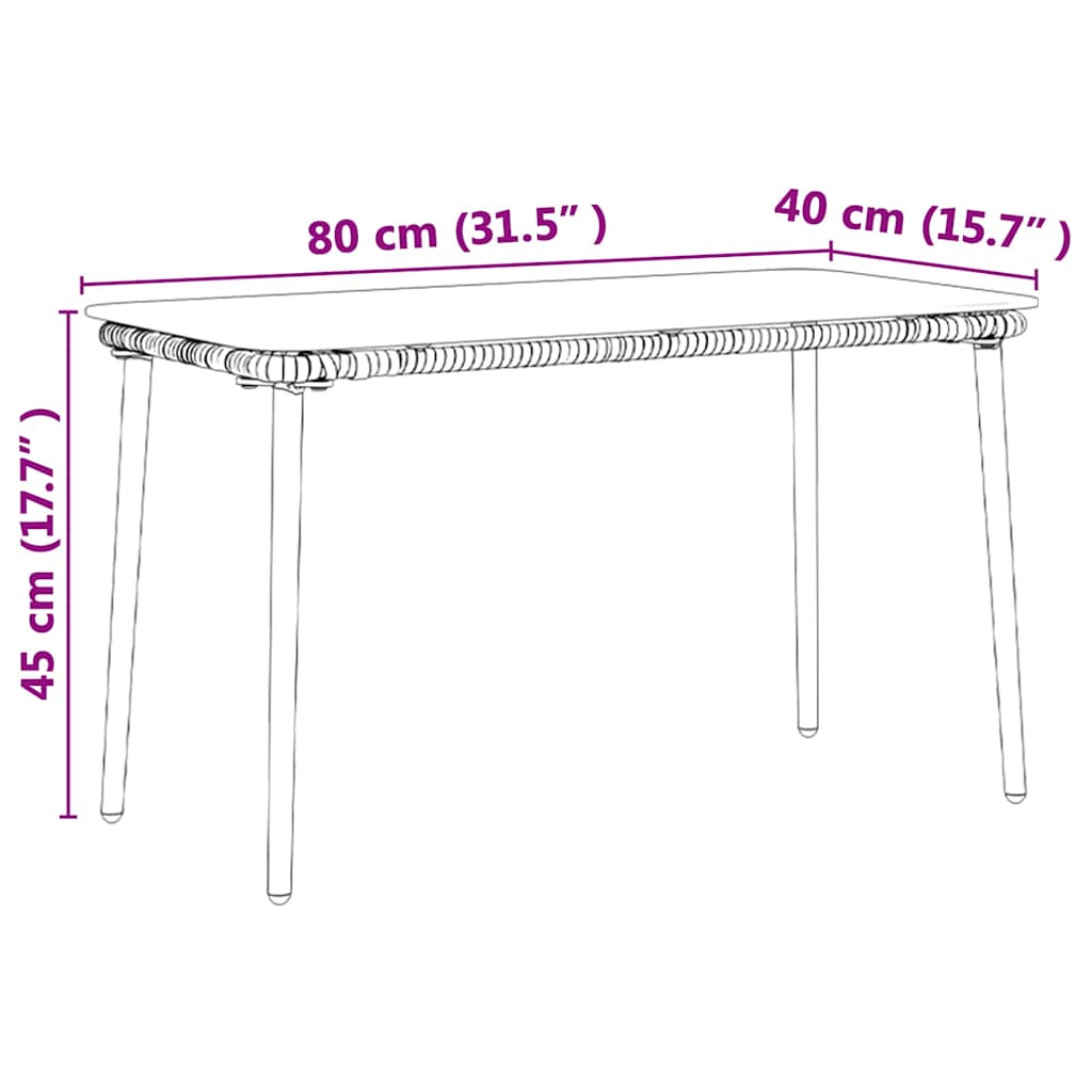 Garden Table Black 80 x 40 x 45 cm Poly Rattan