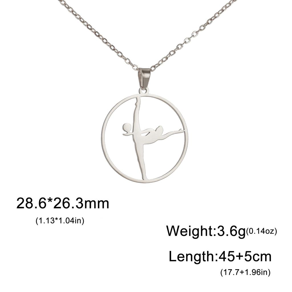 Dreamtimes Gymnastik Halskette Edelstahl Sport Tanz Gerätturnen Eiskunstlauf Athlet Schmuck Anhänger Geschenk für Frauen
