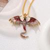 Exaggerated Retro Enamel Cartoon Dragon Pendant Necklace with Rhinestones