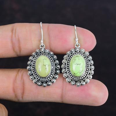 Lemon Chrysoprase Earring Gemstone Vintage Earrings Unique Jewelry 925 Sterling Silver Earring Handmade Earring Silver Jewelry Gift For Wife