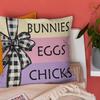 Easter Pillow Covers 18x18 Inch Happy Easter Decor Throw Pillow Covers Easter Bunnies Chicks Eggs Cushion Covers, He Is Risen Cushion Cases