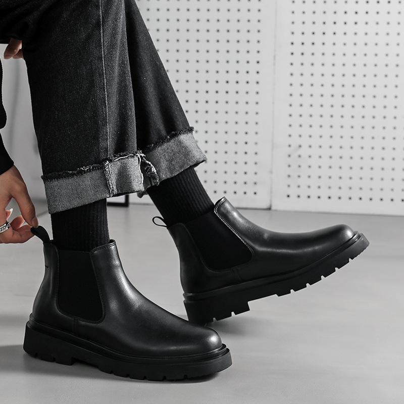 Chelsea Boots Men's Locomotive Short Boots Medium Boots Cigarette Boots Autumn and Winter Martin Boots-X