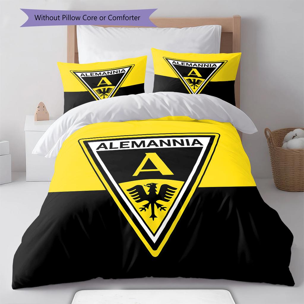Roupa de Cama com Padrão Alemannia Aachen, Conjunto de Colcha, Capa de Colcha, Fronha, Presente de Aniversário para Casa (1 capa de edredom + 2 fronhas, sem enchimento.)