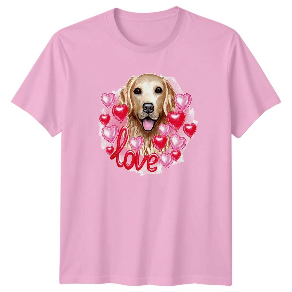 Love Golden Retriever Unisexs TShirt Dog Mom Watercolor Valentines Day
