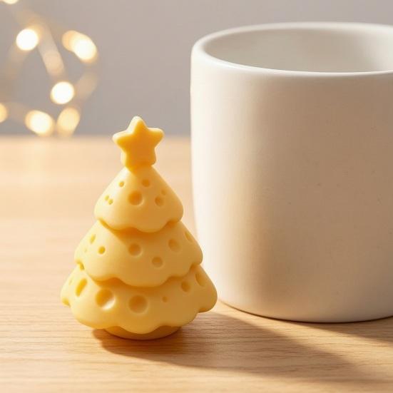 Desktop Aesthetic Figurine 3D Printed Cheese Christmas Tree Ornament, Creative with PLA Material Arts Crafts Star Topper, Cute Xmas Ornaments for Home