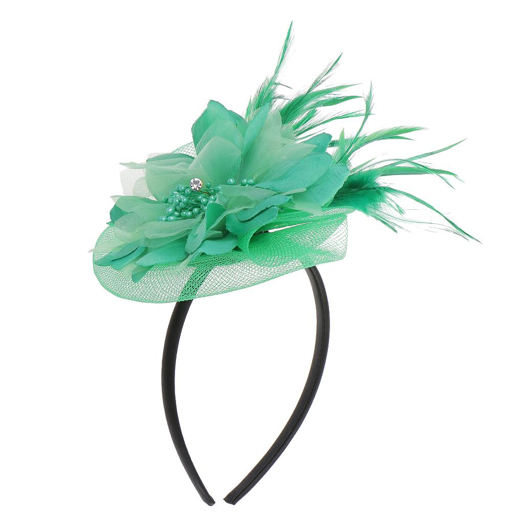 Fancy Dress Feather Fascinator Flower Veil Hat Hairband Party Costume