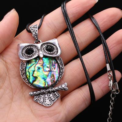 Natuurlijke Abalone Schelp Hanger Ketting Mode Sieraden Uil Vorm Trendy Elegante Kettingen Cadeau Ideeën Sieraden Liefhebber Cadeaus