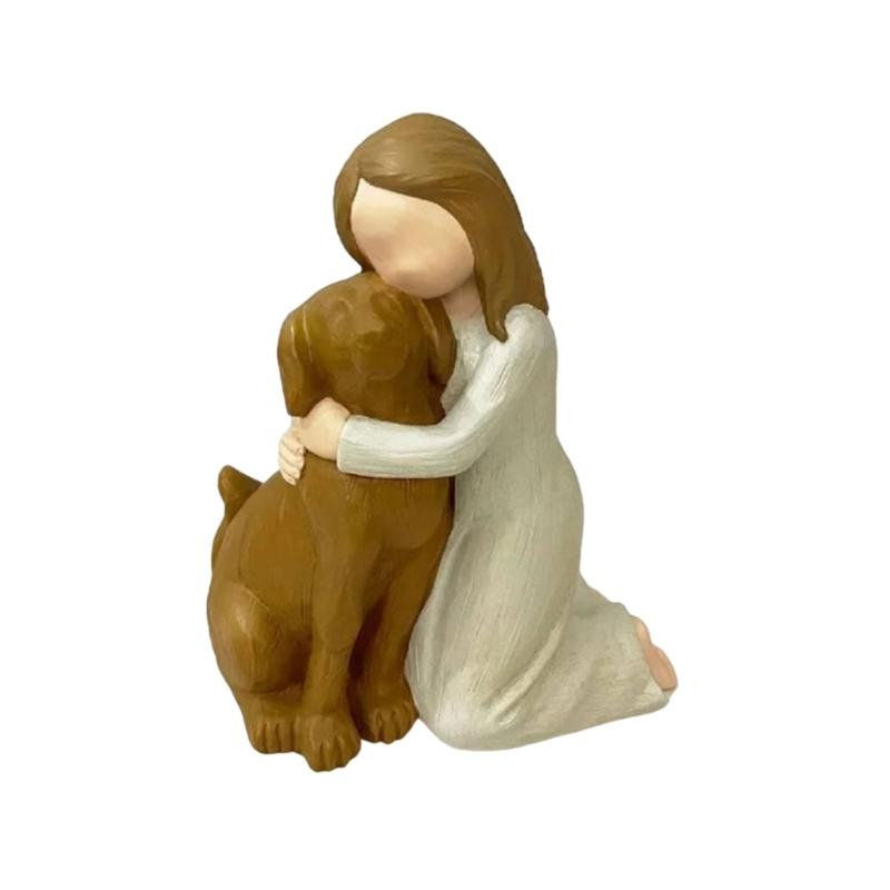 

Girl and Dog Figurines Friendship Figure Dog Statue Pet Memorials Gift for Dogs Sympathy Gift for Dog Lover Home Bedroom