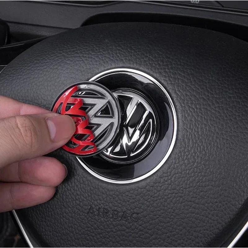 qwe3For VOLKSWAGEN VW Car Interior Steering Wheel Emblem Badge Stickers Accessories For Volkswagen GTI R-Line R Polo T5 Golf Passat