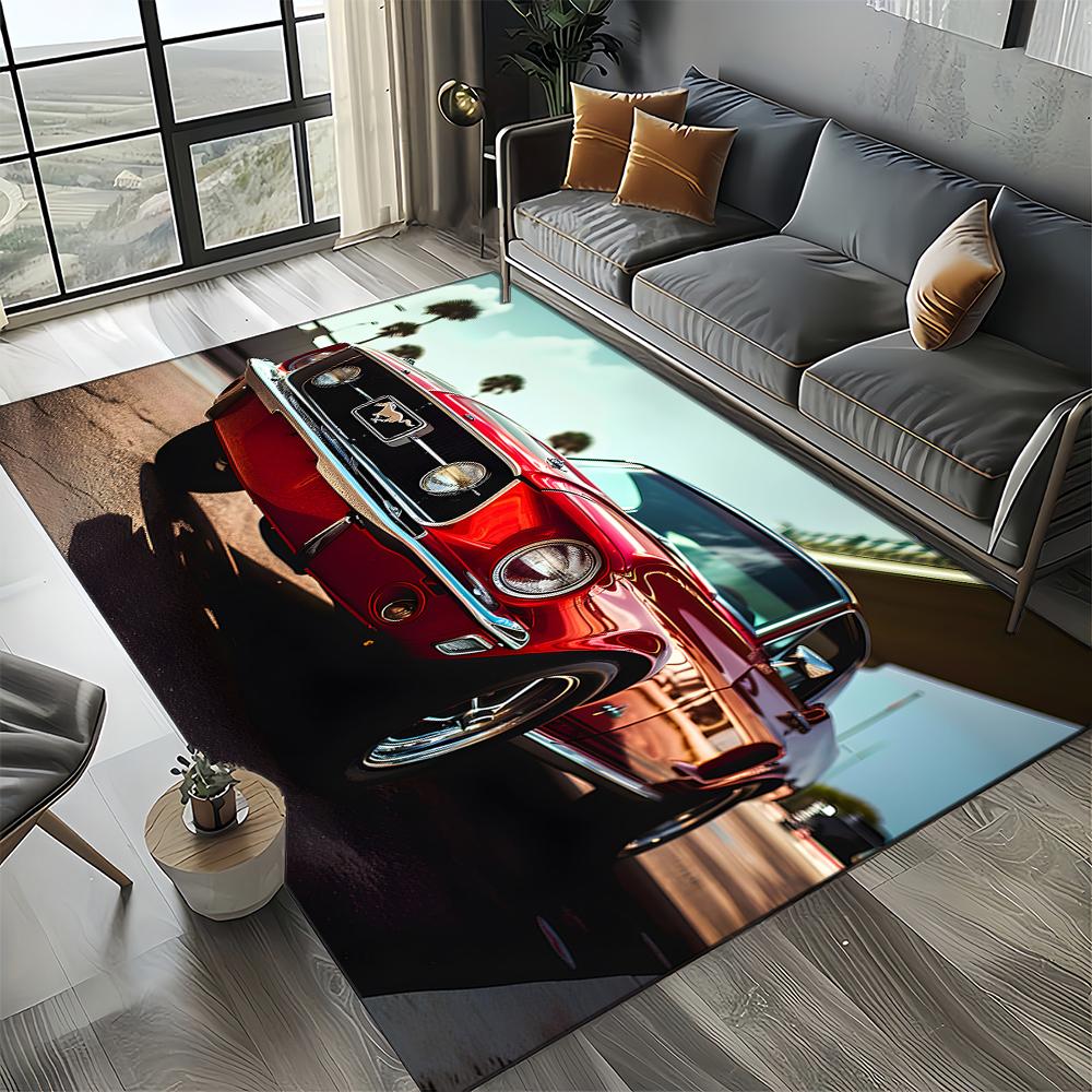 

3D F-Ford Mustang Гоночний Автомобіль Мотоцикл Килим Килимок для Вітальні Спальні Дому Декорація Дивана, Дитячий Килимок Протиковзкий Килимок для Підлоги 120*160cm