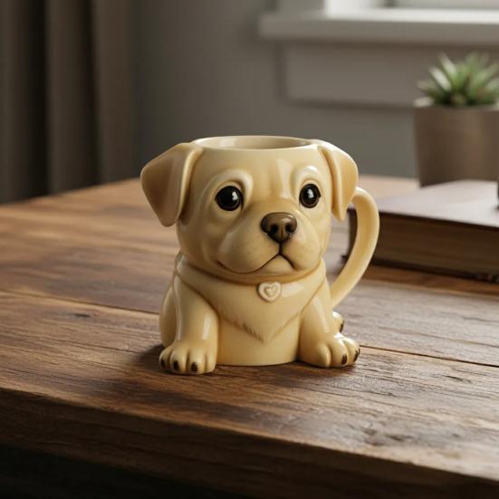 Ceramic Mug Large Capacity French Bulldog Shape Handcrafted Microwave-safe Coffee Cup Reusable Kitchen Essential