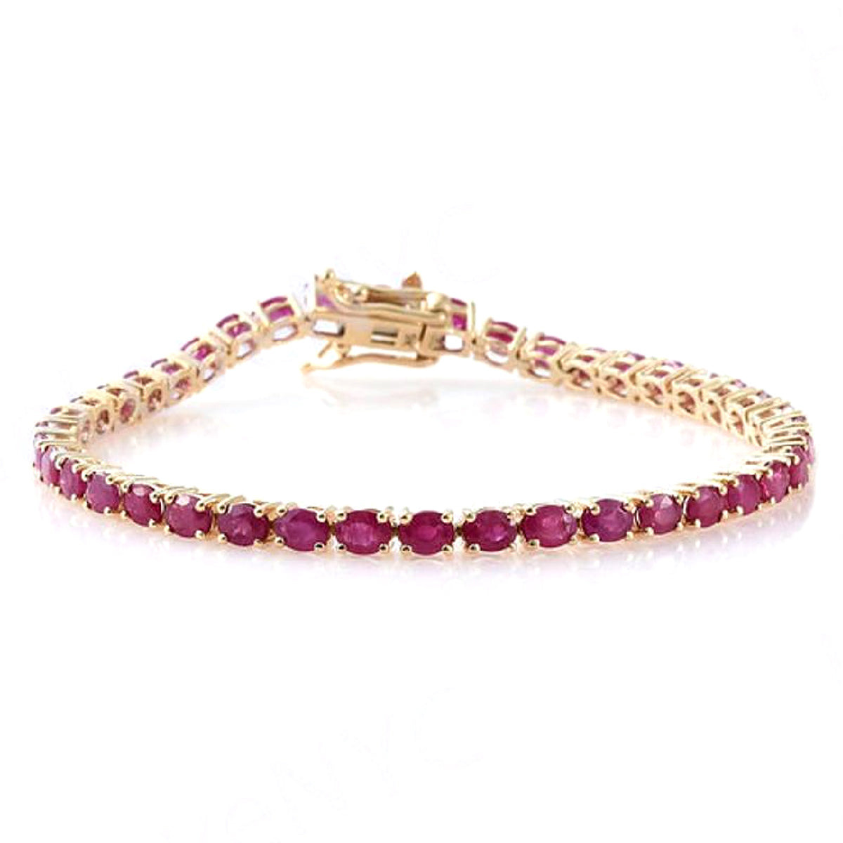 

Рубіновий тенісний браслет - Срібло 925 проби з позолотою