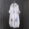 Women's Shirt Casual Thin Open Stitch Mid Length Summer Thin Coat Loose Plus Size Sun Protection Long Sleeve Printed Blouse