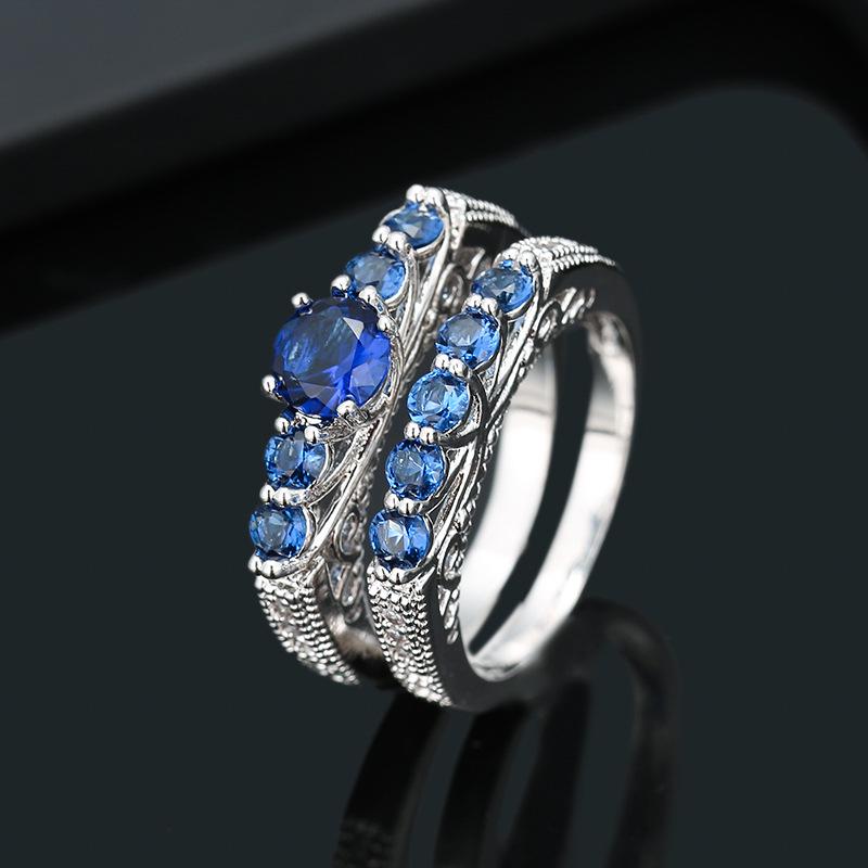 Elegant Double Row Zircon Inlaid Pure Copper Women s Ring Size 7