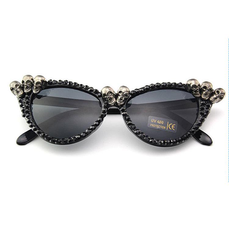 

Diamond-Studded Cat-Eye Skull Party Sunglasses - Now in Stock