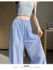 Cross-Border Vertical Stripe High-Waisted Wide-Leg Pants - Summer Straight Loose Casual Floor-Length Design.
