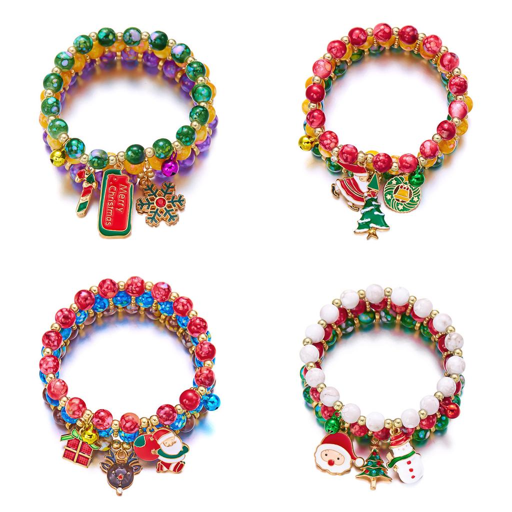New Bracelet 3 Pairs/Pack Christmas Christmas Tree Old Snowman Beaded Combination Bracelet