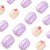 Maniküre lila Nagelstück tragen rosa lila grün dreifarbige Blume Nagel tragen kurze Maniküre-Stück Nagel tragen falscher Nagel