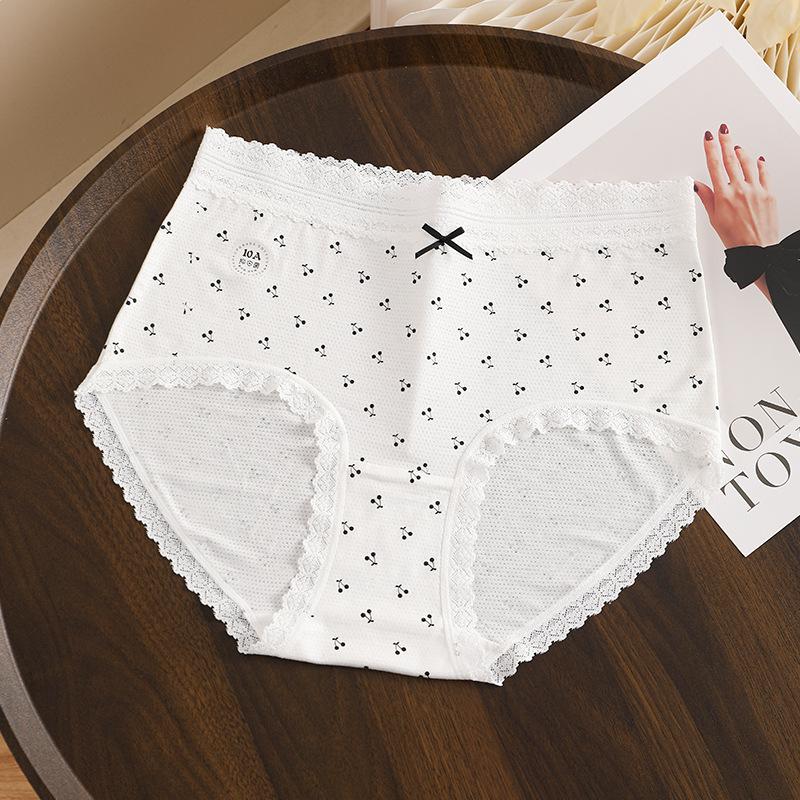 Big Size Female Spring and Summer Flower Lace Edge Pure Cotton 10a Extension Crotch Triangle Briefs