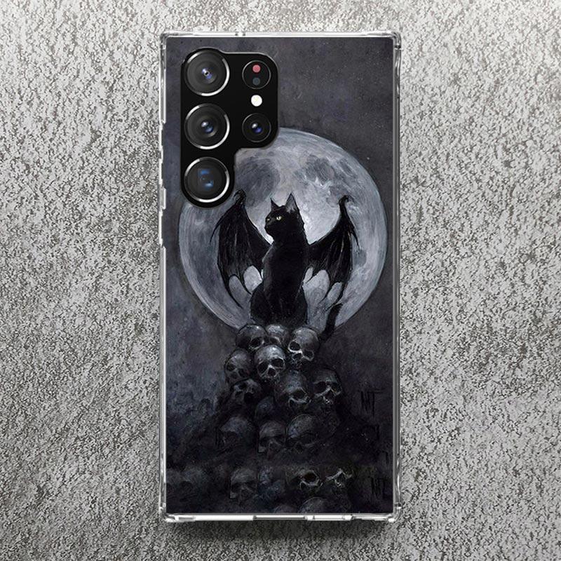 Witch And Cat Colorful Cute Phone Case For Samsung Galaxy S25 S24 S23 Ultra S22 Plus S21 S20 FE S10 + S25Ultra S24U Soft Cover S