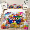 3pcs Happy Super Mario Bros Bedding Set, Including 1 Quilt Cover and 2 Pillow Shams, Without Filling, Soft and Comfortable Home Bedroom Fabric, Fashio