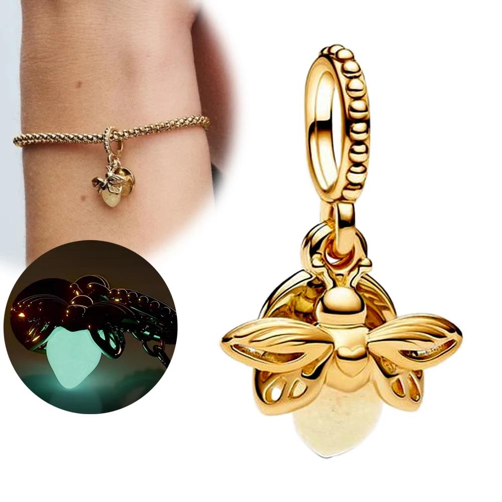 

Copper Metal Gold Glow in The Dark Firefly Pendant Bead Component Compatible With Bracelet High Quality Fine Jewelry Women Do It Yourself Pendant