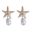 Spring and summer new ocean leisure vacation wind alloy starfish imitation pearl pendant simple fashion versatile earrings