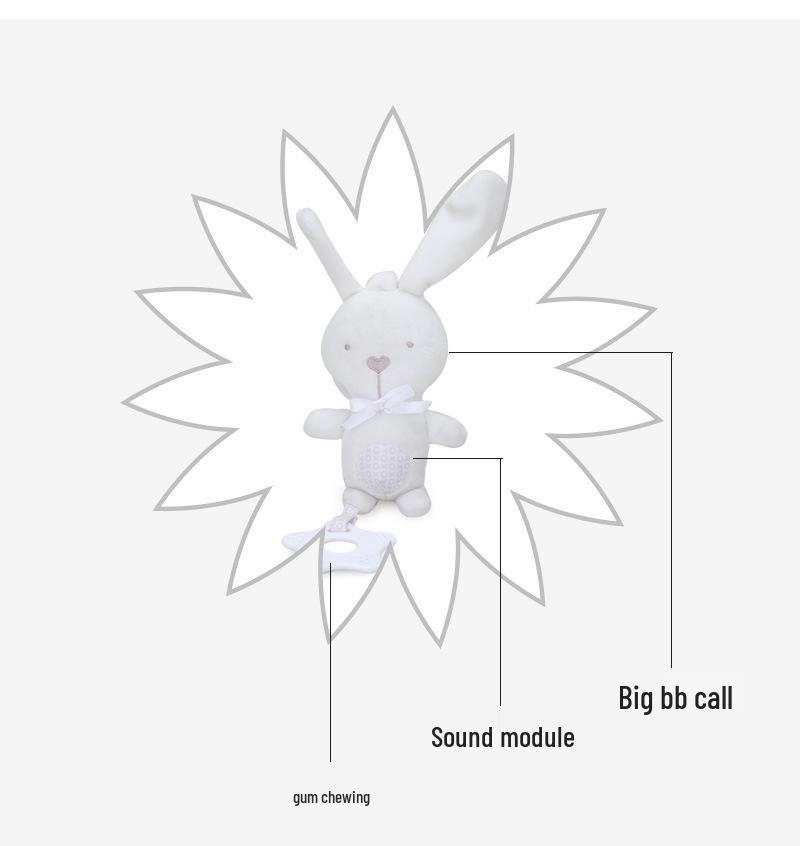 Baby Musical Plush Bear & Rabbit Teether Pendant - Multifunctional Educational Hanging Toy for Cribs & Car Seats