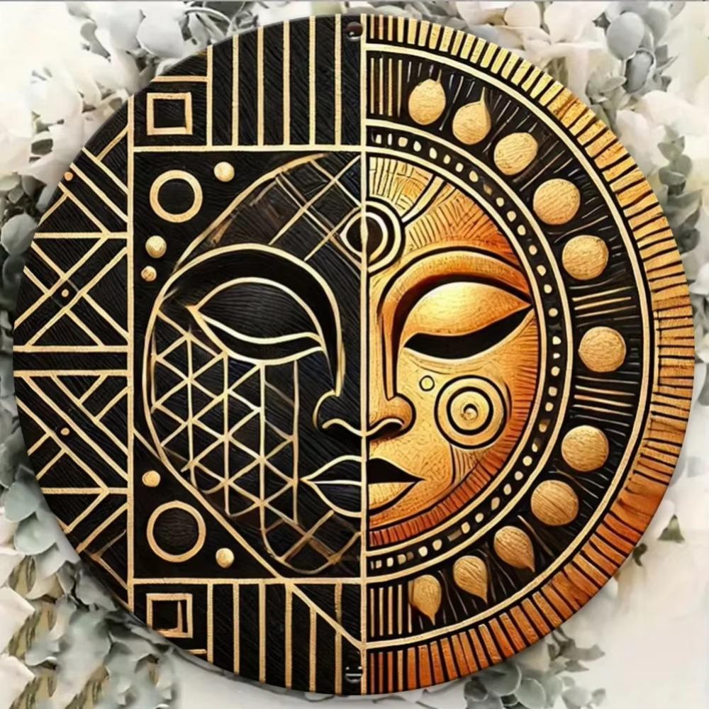 

Vintage African Tribal Metal Wall Art Mask Home Decor Indoor Outdoor 40x30cm білий