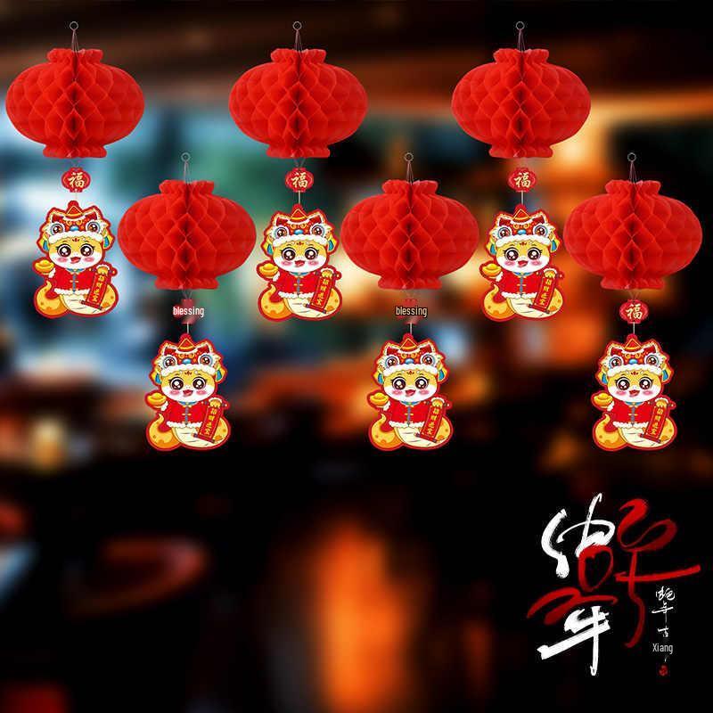 JINGRUIXIANG Праздничный красный бумажный сотовый фонарь