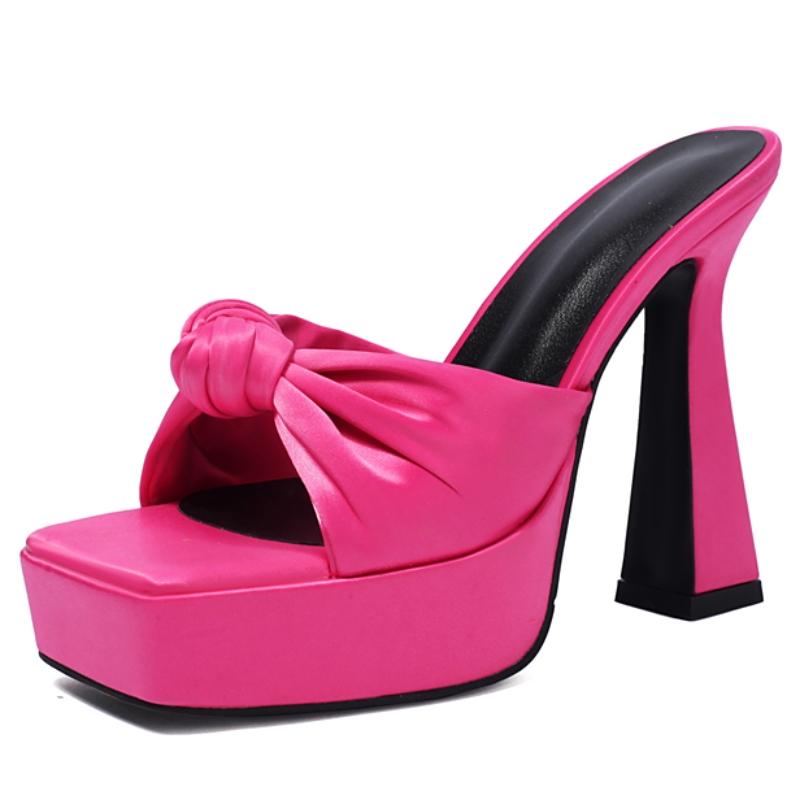 Sexy Women's Slippers Rose Green White Red Gold High Heels Platform Mules Summer Shoes 2025 Outdoor Slide Ladies Sandals Brand