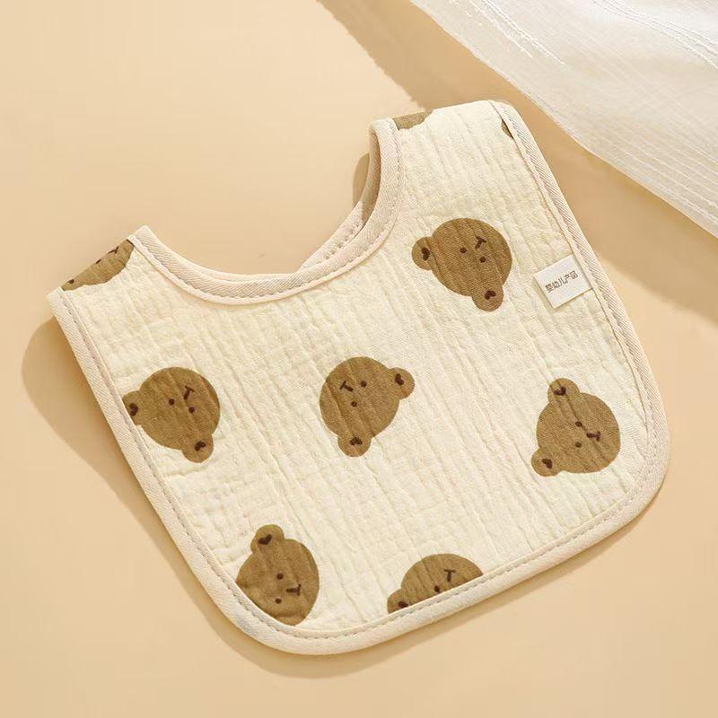 Soft Cotton Gauze Bibs for Infants, U-Shaped Drool Bibs for Newborn Boys and Girls, Adjustable Snap Closure, Waterproof, U-Shaped Design, Cute Print