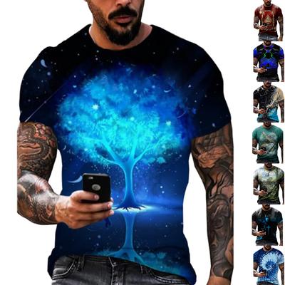 Nueva camiseta a la moda de verano para hombre, camiseta con estampado de árbol de cristal con personalidad, Top para hombre