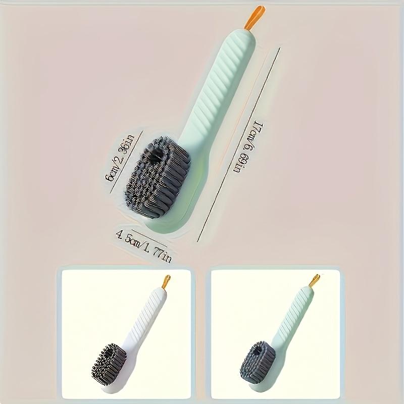 Multi-Function Shoe Brush with Built-In Liquid Dispenser - Soft Bristle, Long Handle, Press-Type Cleaning Tool for Effortless Home Shoe Care
