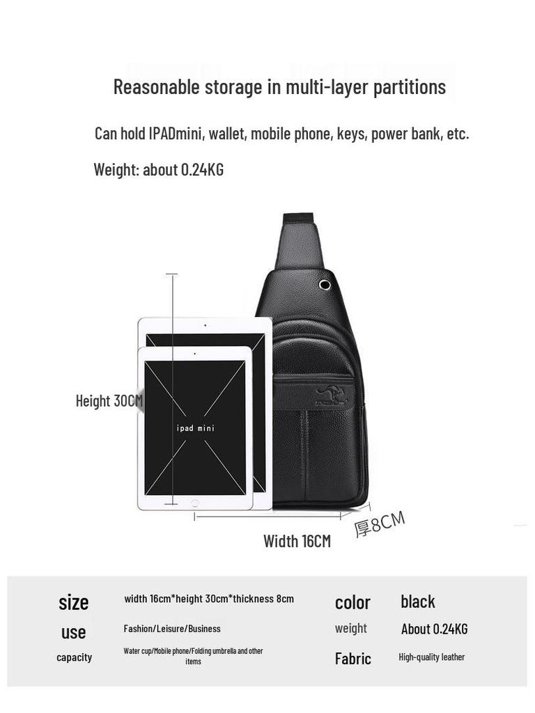 Gentleman's Genuine Leather Crossbody Chest Bag - 2023 Fashion Single Shoulder Backpack