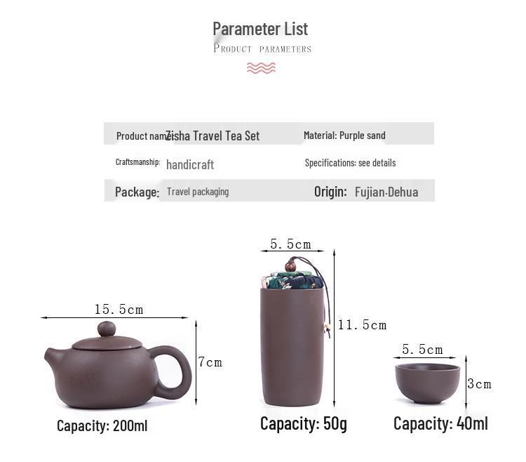Portable Purple Clay Gongfu Tea Set: One Pot & Four Cups Business Gift