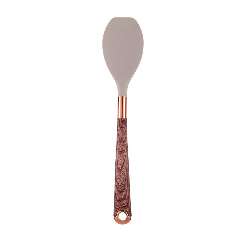 12-Piece Silicone Wood-Grain Non-Stick Cookware Set with Heat-Resistant Spatula and Spoon