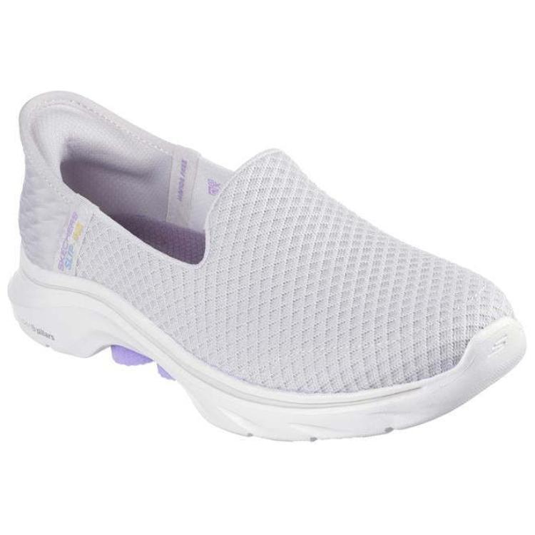 Skechers Go Walk 7 Fashion Versatile Durable Breathable Lightweight Rebound Low-Top Casual Shoes Women Sneakers Gray Purple 125228-GYLV