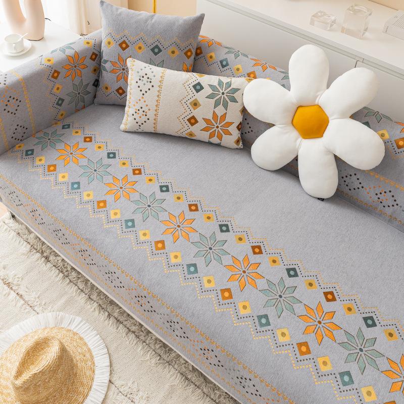 Printed Sofa Cover Four Seasons Universal Chenille Non-Slip Backrest Cover Living Room Sofa Cushion Towel Home Decoration Cover