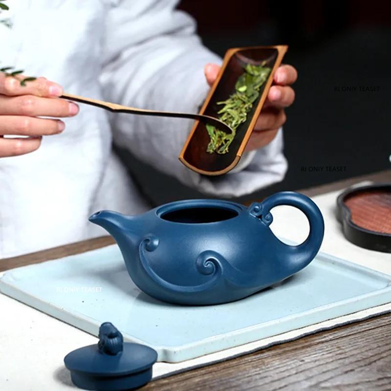 410ml Chinese Yixing Purple Clay Teapot Large Capacity Tea Pot Famous Handmade Raw Ore Azure Mud Kettle Customized Zisha Tea Set