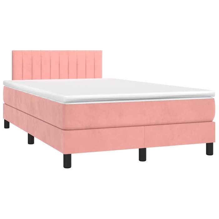 Cadre de lit avec matelas - Maison Exclusive - Rose - Velours - Bande LED 120x190 cm