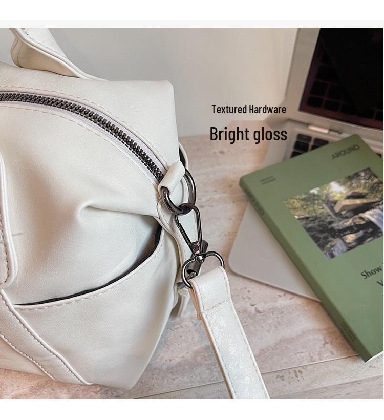 Women's Luxury Soft Leather Boston Bag - Large Capacity, High Texture, Versatile Handheld & Crossbody for Commuting