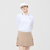CHALLENGER Women'S Essential Color Block Ribbed Long Sleeve Collared T-Shirt White